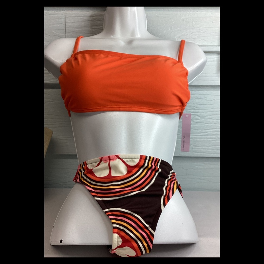 Orange Bikini Top with Multicolor Bottom 3